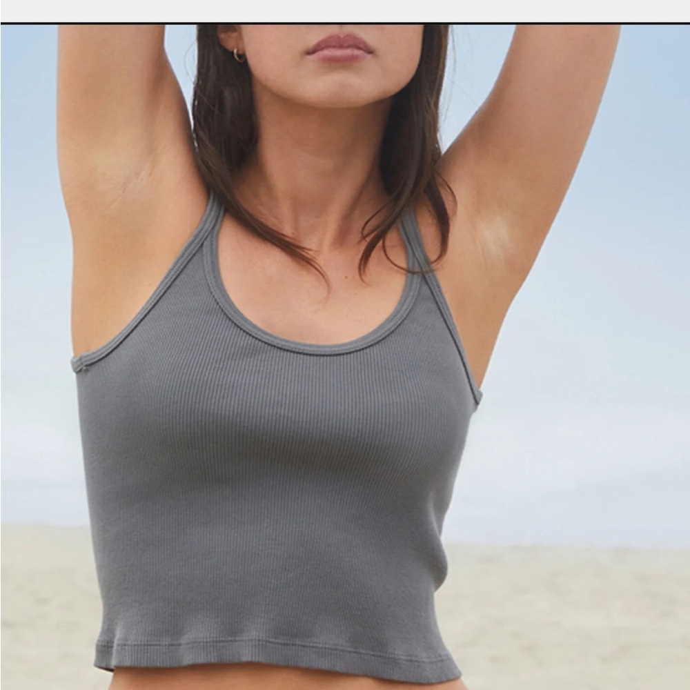 Brandy Melville Gray Ribbed Tank Top